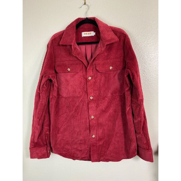 Deso Supply Co Valhalla Cord Shirt Jacket Button Up Men Size Medium Shacket Red - Picture 13 of 15